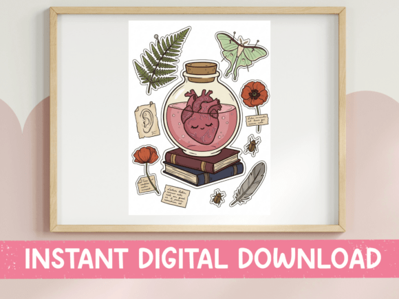 Anatomical Heart Bottle Sticker Sheet: Graphics & T-Shirt Designs