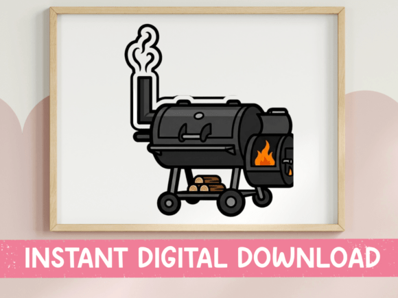 BBQ Smoker Grill Sticker Design: Graphics for T-Shirt Designs