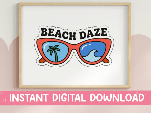 Beach Daze Sunglasses Sticker Graphics for T-Shirt Designs