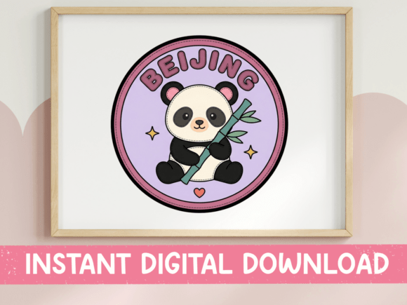 Beijing Panda Circle Badge Sticker Graphics