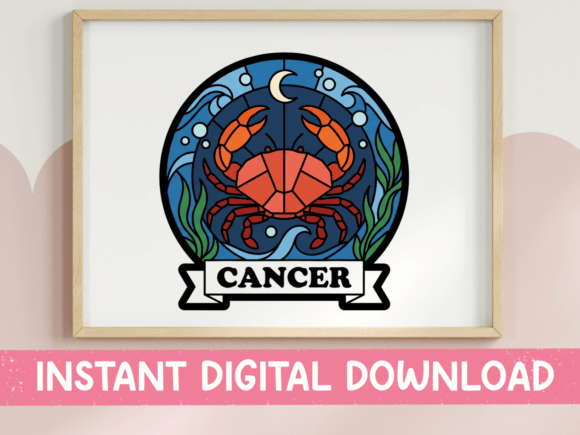 Cancer Zodiac Stained Glass Crab Sticker Graphics