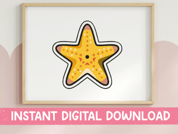 Cute Kawaii Starfish Sticker for Graphics & T-Shirt Designs