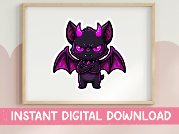 Cute Purple Bat Sticker SVG PNG Design