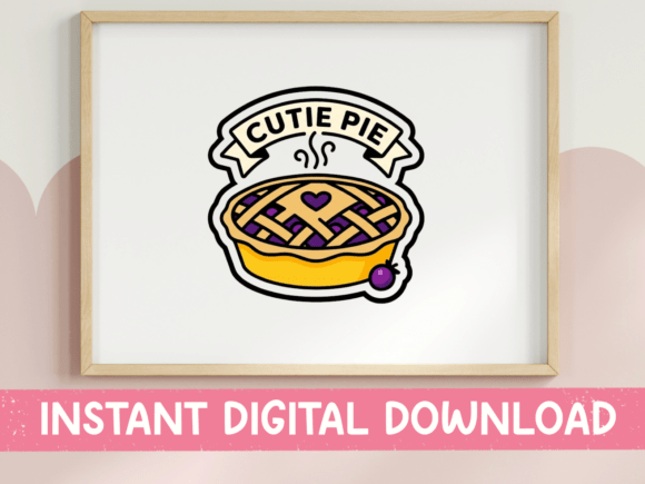 Cutie Pie Sticker Baking Pun: Graphics for T-Shirt Designs & Branding