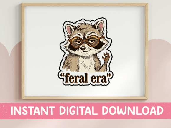 Feral Era Raccoon Sticker: Graphics & T-Shirt Designs