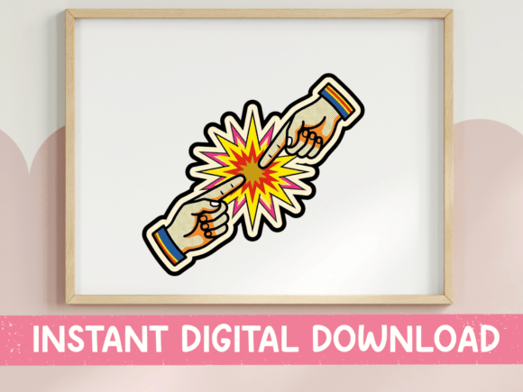 Fist Bump Explosion Comic Sticker: Graphics for T-Shirt Designs & Editorial Use
