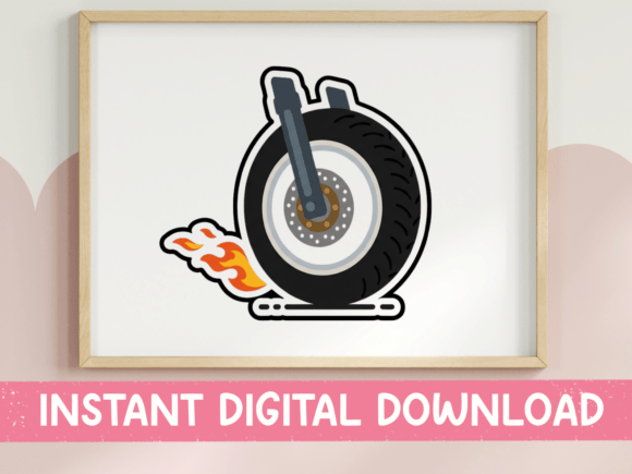 Flaming Motorcycle Wheel Sticker Graphics