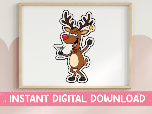Funny Drunk Reindeer Christmas Sticker Graphics