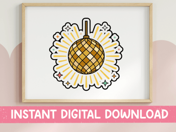 Gold Disco Ball Ornament Sticker Graphics