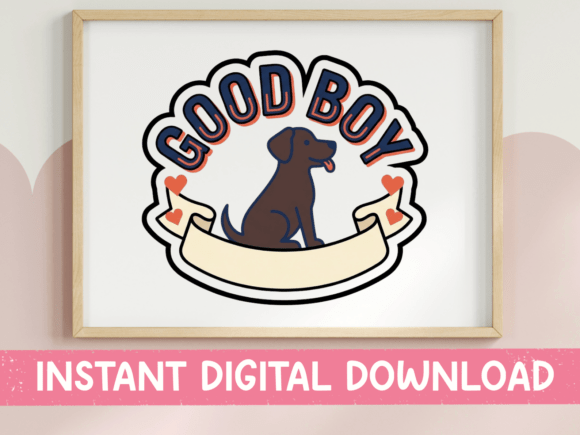 Good Boy Dog Sticker with Banner: Graphics for T-Shirt Designs