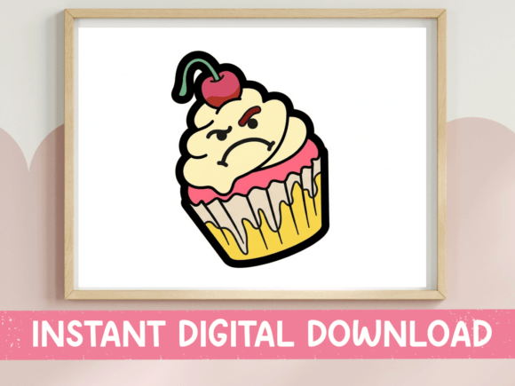Grumpy Cupcake Sticker: Graphics for T-Shirt Designs & Local Branding