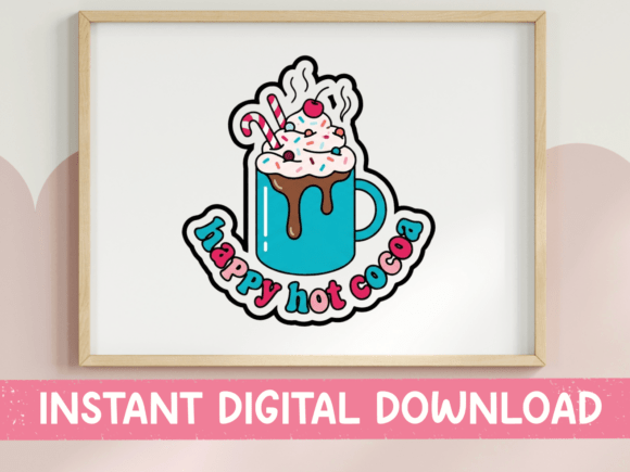 Happy Hot Cocoa Sticker Design: Graphics & T-Shirt Designs