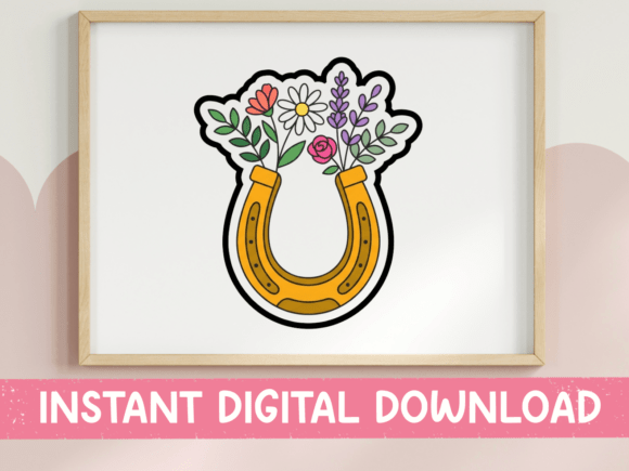 Horseshoe with Wildflowers Sticker