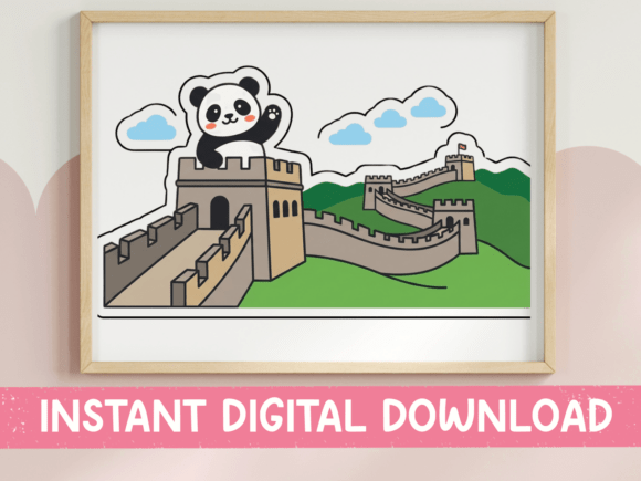 Kawaii Panda at Great Wall Sticker Graphics