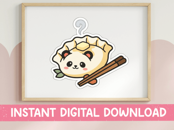 Kawaii Panda Dumpling Sticker Design: Graphics & T-Shirt Designs