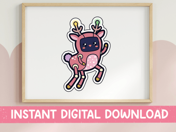 Kawaii Robot Deer Sticker: Graphics for T-Shirt Designs