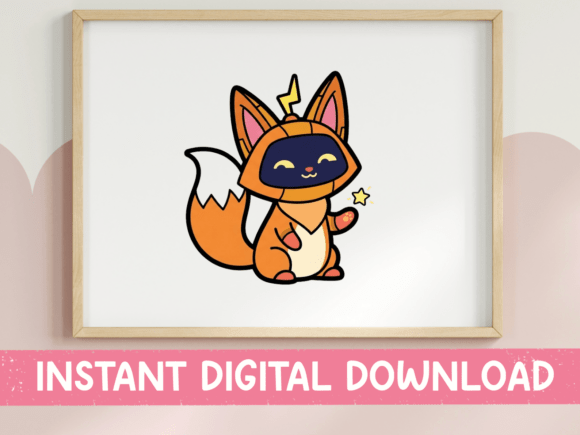 Kawaii Robot Fox Sticker Graphics