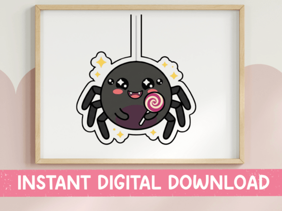 Kawaii Spider with Lollipop Sticker Graphics