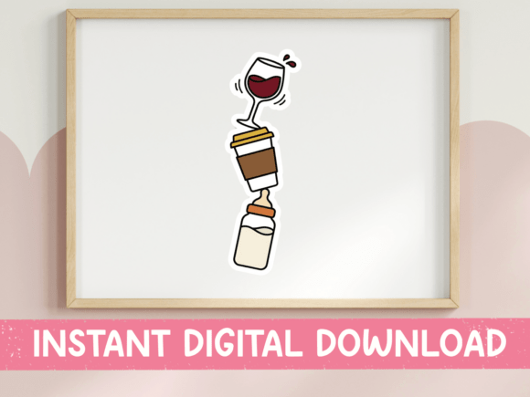 Mom Life Drink Stacker Sticker: Graphics & T-Shirt Designs