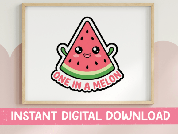 One in a Melon Kawaii Watermelon Sticker Graphics