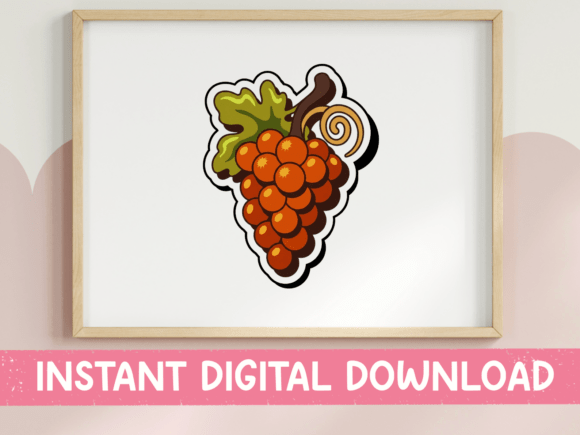 Orange Grape Bunch Cartoon Sticker: Graphics for Vibrant T-Shirt Designs