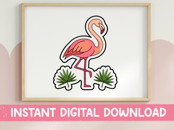 Pink Flamingo Tropical Sticker Design