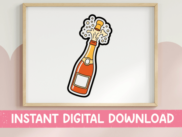 Popping Champagne Bottle Sticker Graphics