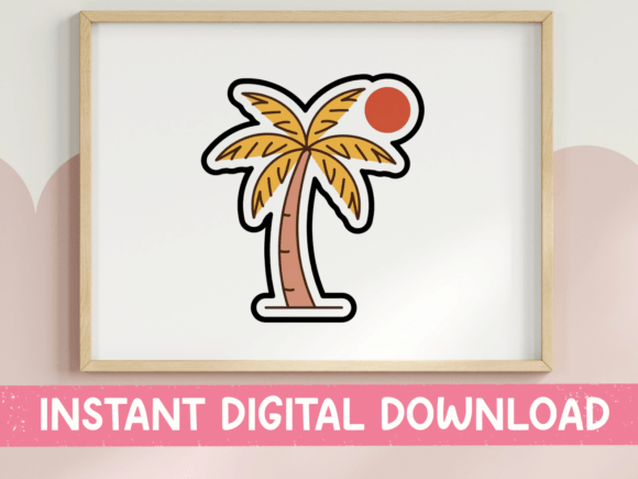 Retro Palm Tree Sunset Sticker Graphics