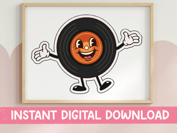 Retro Vinyl Record Character Sticker Graphics