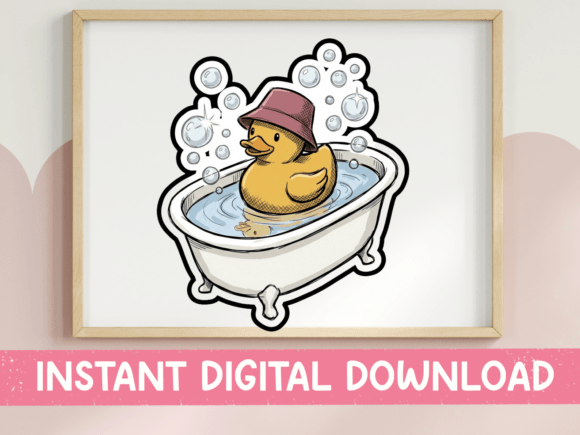 Rubber Duck Bubble Bath Clawfoot Sticker: Graphics for T-Shirt Designs