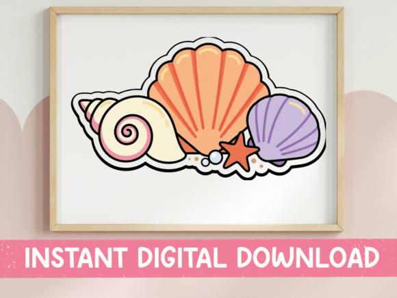 Seashell Trio Beach Sticker Design: Graphics for T-Shirt Designs