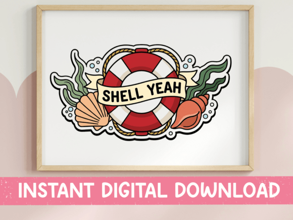 Shell Yeah Nautical Sticker Design: Graphics & T-Shirt Designs