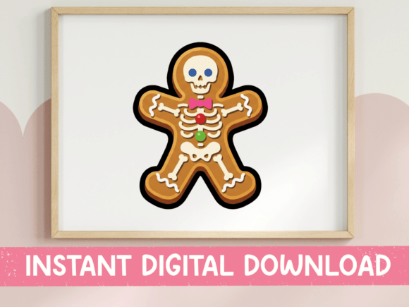 Skeleton Gingerbread Man Sticker Graphics for T-Shirt Designs