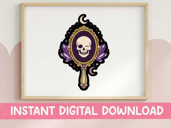 Skull Mirror Gothic Vanity Sticker: Graphics for T-Shirt Designs