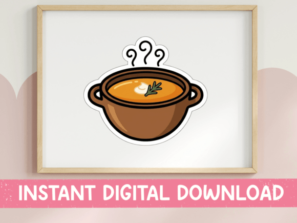 Steaming Soup Bowl Sticker Design: Graphics & T-Shirt Designs