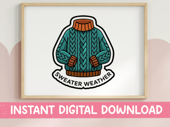 Sweater Weather Cable Knit Sticker: Graphics for T-Shirt Designs & Local Branding