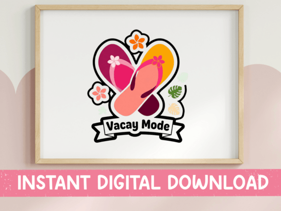 Vacay Mode Flip Flops Heart Sticker Graphics