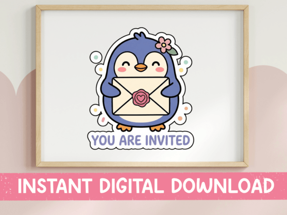 You Are Invited Kawaii Penguin Sticker Graphics